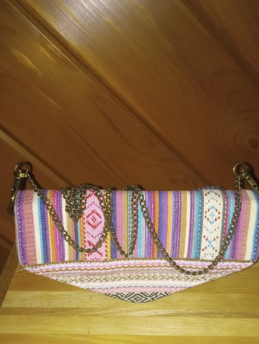 kimchi Multicolor Stripe & Embroidered Crossbody Clutch - Picture 5 of 5